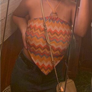 Crochet Zigzag Halter Crop Top